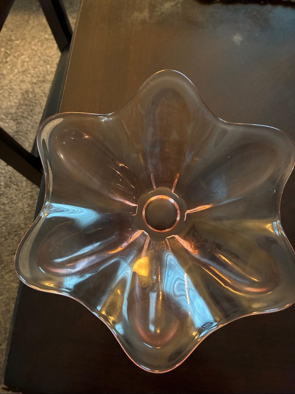 Iridescent Flower Glass Bowl - Pink Tint
